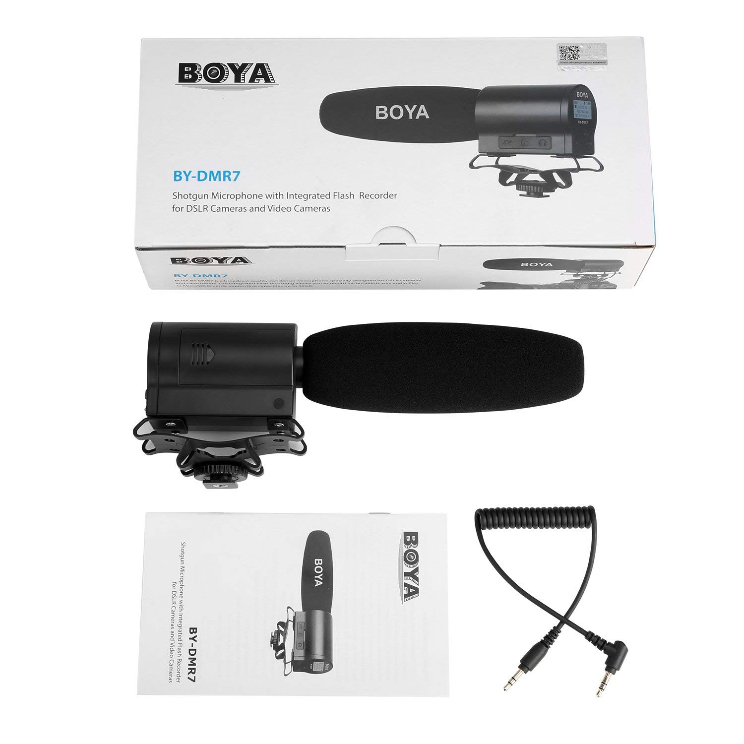 Boya BY-DMR7 Shotgun Condenser Microphone Broadcast Quality with Integrated Audio Recorder