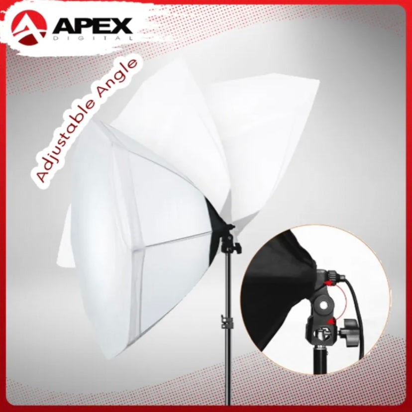 Apex Octagonal Softbox 70CM Photography Studio Lighting Kits Continuous Light System with 2 150 Watts Bulb