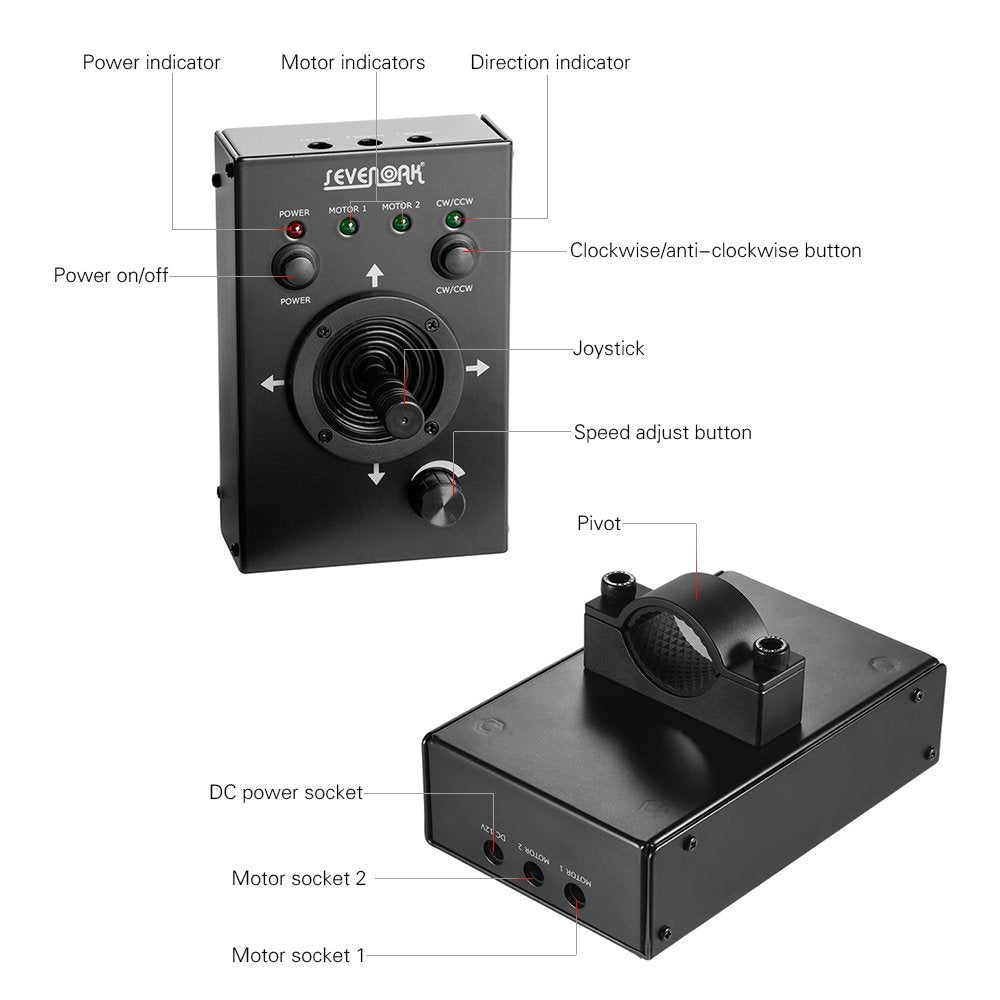 Sevenoak SK-ECH04 Electronic Pan and Tilt Head Variable Speed Wired Remote Control 360° Panning and Tilting Max Load 10kg