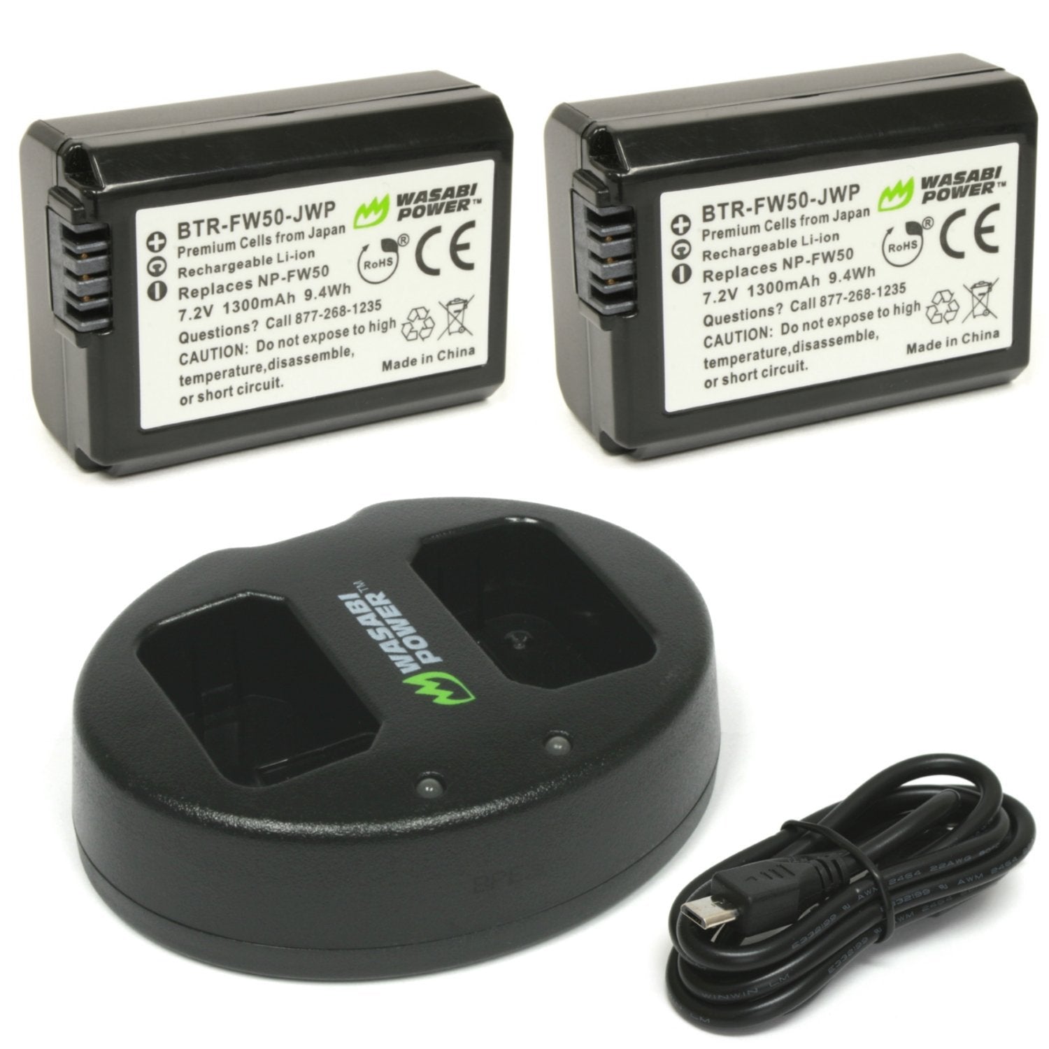 Wasabi Power Battery (2-Pack) And Dual Charger For Sony NP-FW50