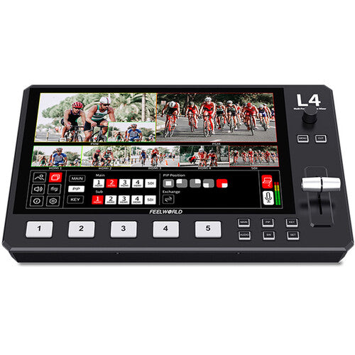 FeelWorld L4 HDMI Livestream Switcher with 10.1" LCD Monitor