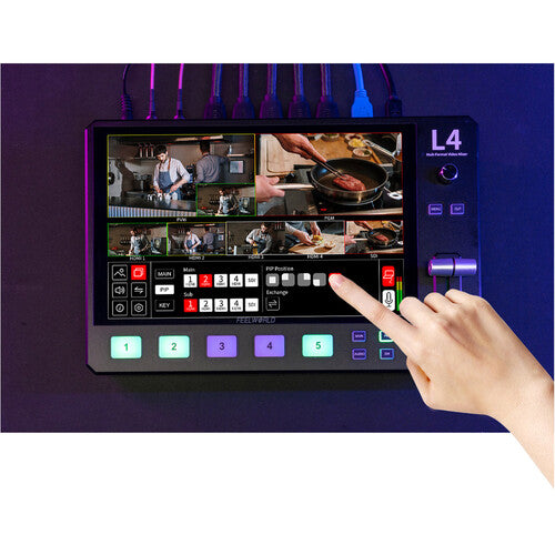 FeelWorld L4 HDMI Livestream Switcher with 10.1" LCD Monitor