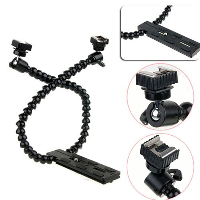 APEX Flexible Octopus Dual-arm Dual-shoe Flash Bracket Holder Mount for Macro Shot / Portraits