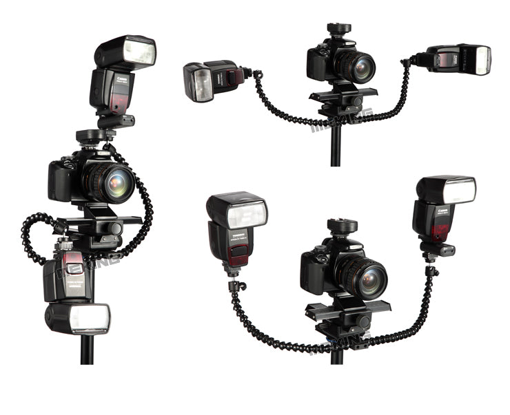 APEX Flexible Octopus Dual-arm Dual-shoe Flash Bracket Holder Mount for Macro Shot / Portraits