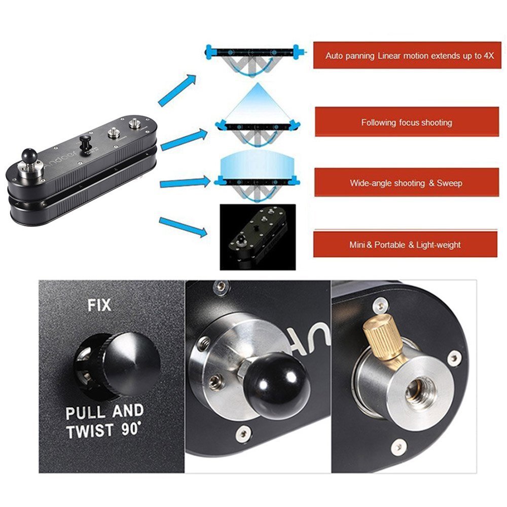 Latour Camera Slider Rail Track Dolly with Panning and Linear Motion Extends Up to 4× Distance