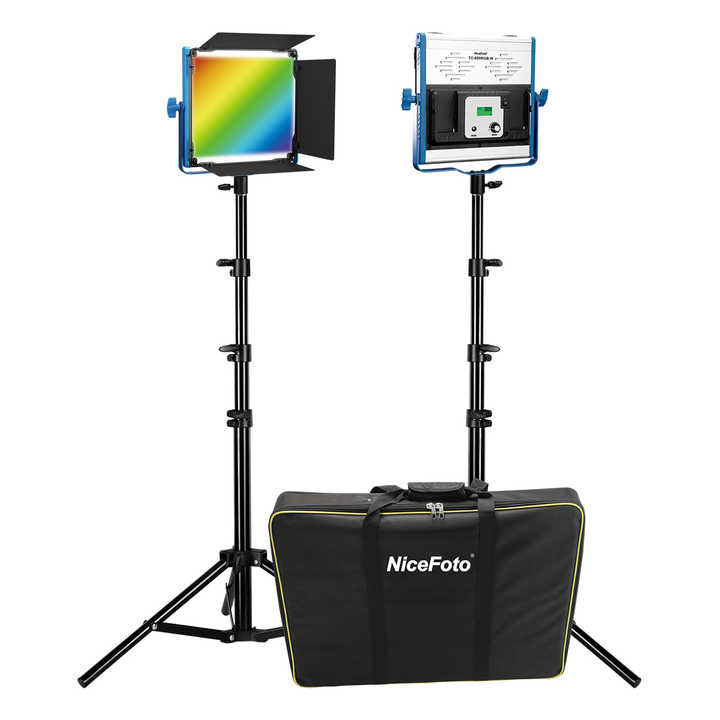 Nicefoto TC-600RGB.W 2X50W RGB and Bi-color light kit LED Video Lighting Professional Photo Light