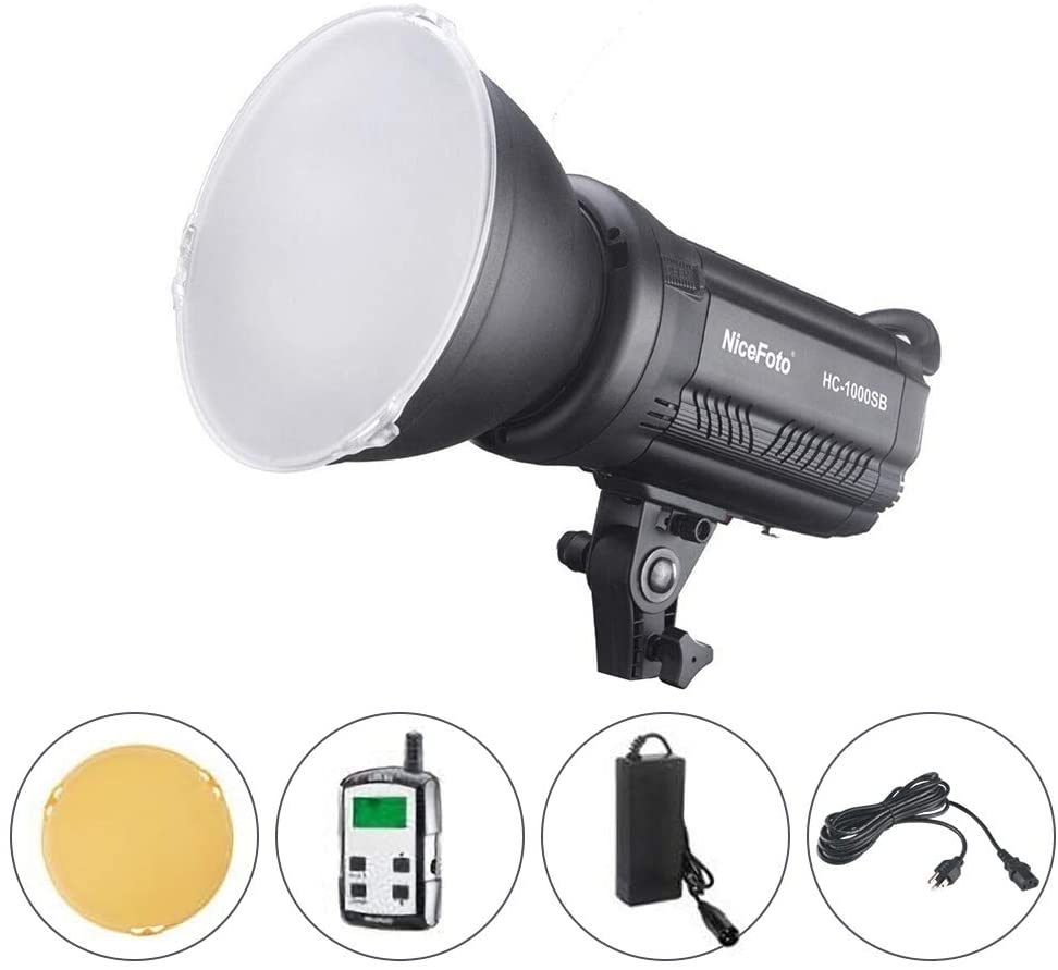 NiceFoto HC-1000SB Photography LED Video Light CRI95+ 5600K Dimmable with Color Filters