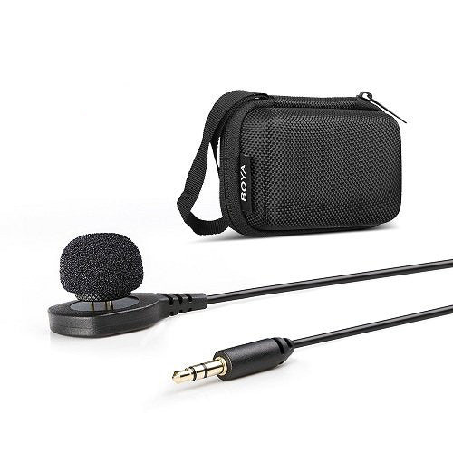 Boya BY-HLM1 Wearable Pin Microphone Omnidirection Conderser Lavalier Mic 3.5mm Plug