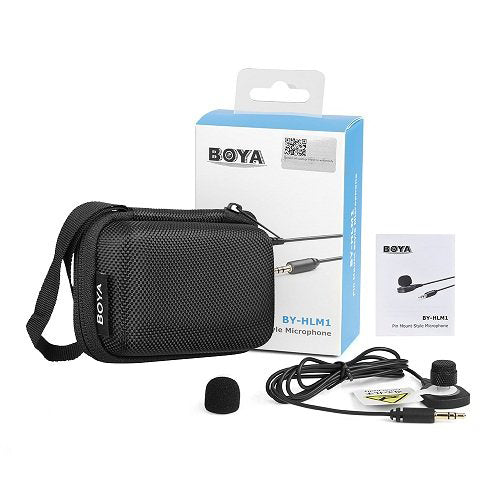 Boya BY-HLM1 Wearable Pin Microphone Omnidirection Conderser Lavalier Mic 3.5mm Plug