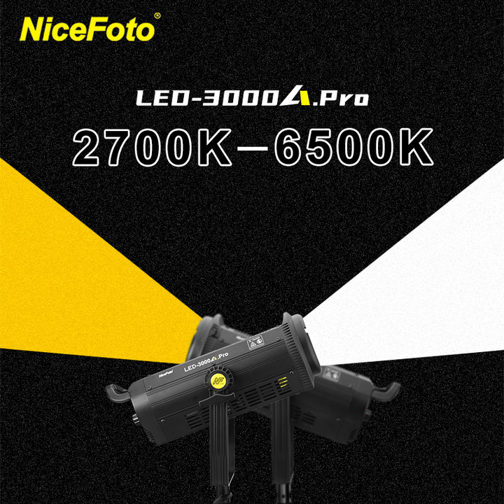 Nicefoto LED-3000A.Pro Bi-color 2700-6500K 300W Professional film light with Bowens mount