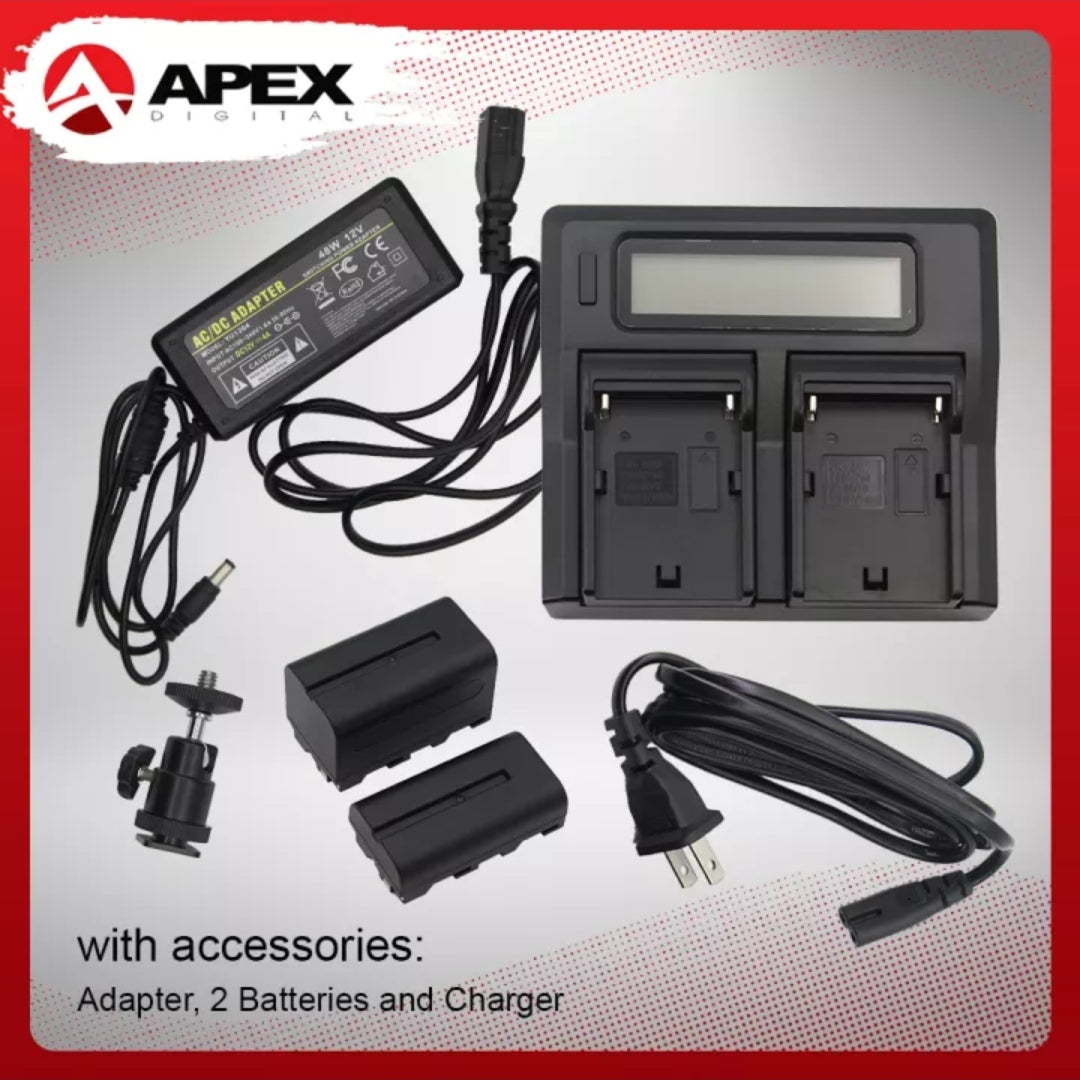 APEX TC-640 LED PROFESSIONAL VIDEO LIGHT W/ ADAPTER, BATTERY &amp; CHARGER