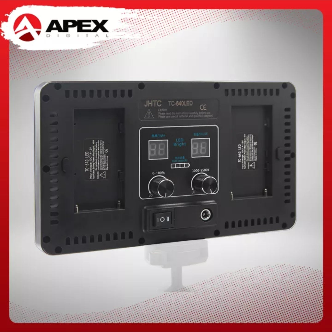 APEX TC-640 LED PROFESSIONAL VIDEO LIGHT W/ ADAPTER, BATTERY &amp; CHARGER