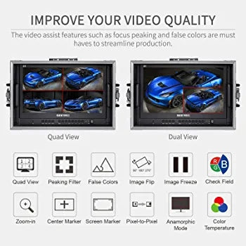 SEETEC ATEM156-CO 15.6 Inch Live Streaming Carry-on Broadcast Director Monitor with 4 HDMI Input Output Quad Split Display for ATEM Mini Video Switcher Mixer Pro Studio Television Production