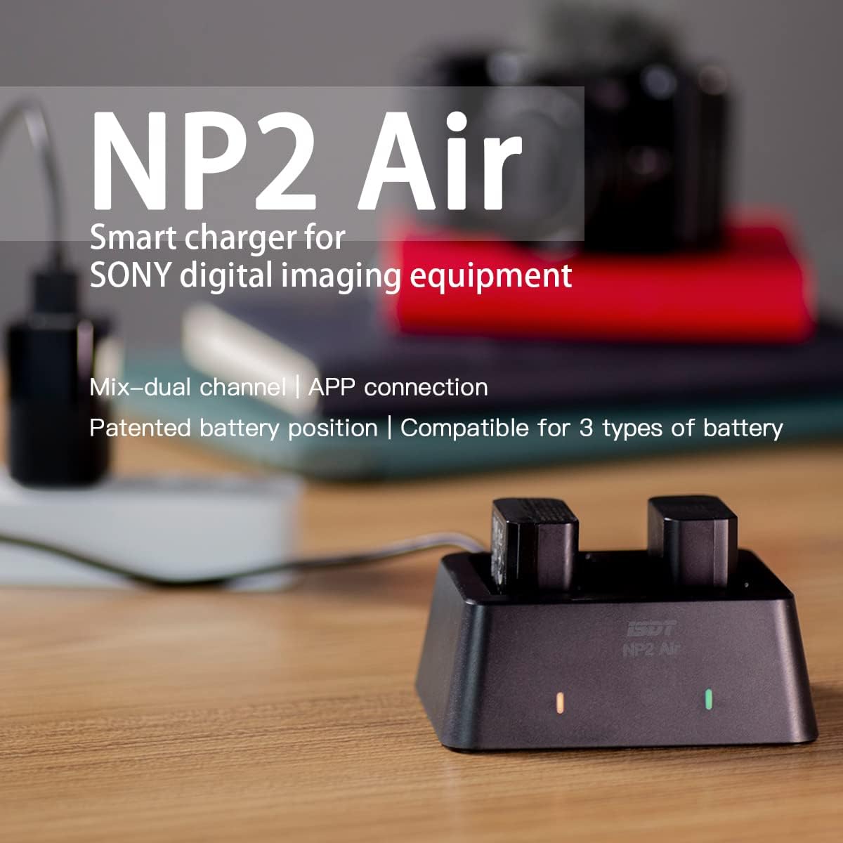 ISDT NP2 AIR NP-FZ100 NP-FW50 NP-BX1 Camera Battery Charger with APP for Sony Batteries Cyber-Shot DSC-RX100, DSC-RX100 II, DSC-RX100M II, DSC-RX100 III, DSC-RX100 V, DSC-RX100 IV, HDR-CX405