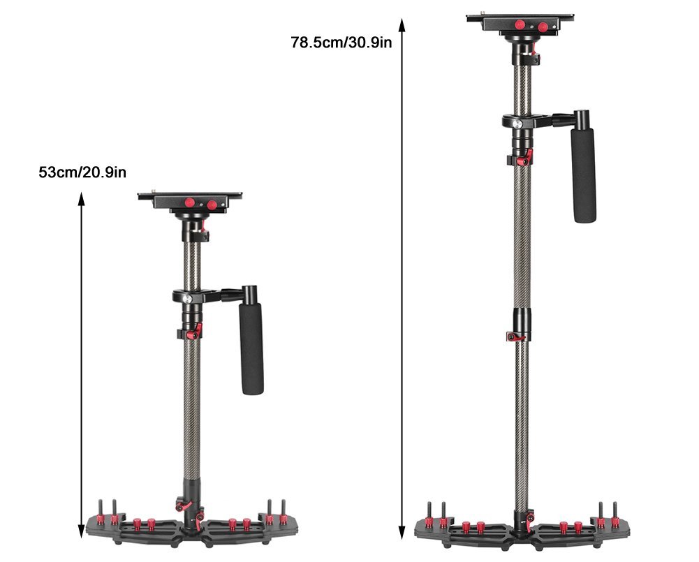 APEX Lightweight Adjustable Length Carbon Fiber Handheld Video Stabilizer With Quick Release Plate up to 5kg Capacity (20.9in-30.9in)