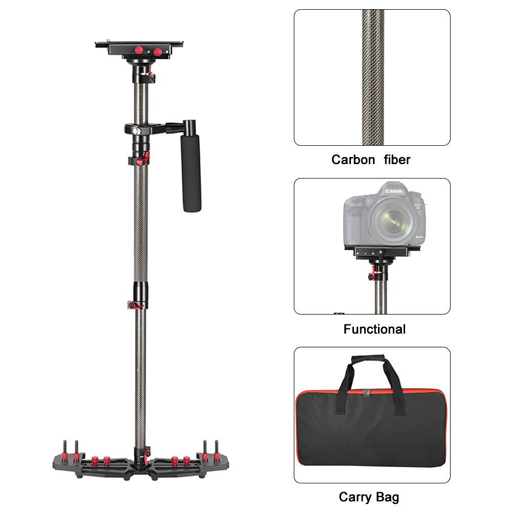 APEX Lightweight Adjustable Length Carbon Fiber Handheld Video Stabilizer With Quick Release Plate up to 5kg Capacity (20.9in-30.9in)