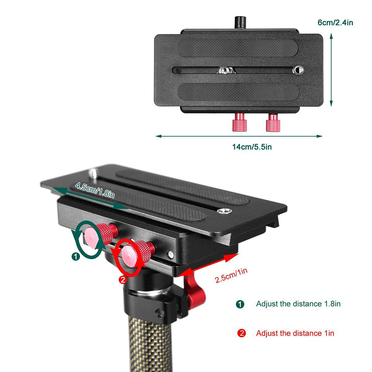 APEX Lightweight Adjustable Length Carbon Fiber Handheld Video Stabilizer With Quick Release Plate up to 5kg Capacity (20.9in-30.9in)