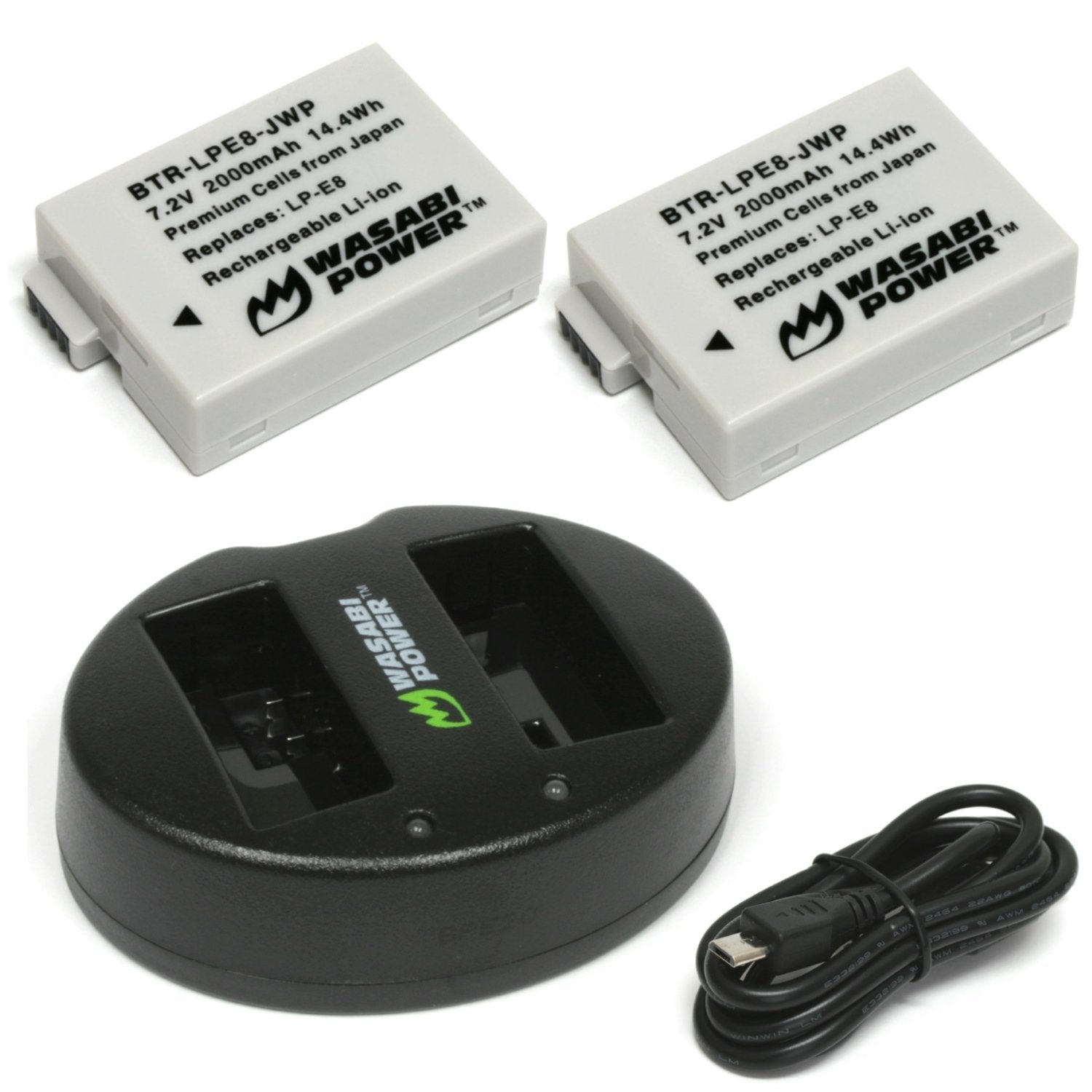 Wasabi Power Battery (2-Pack) And Dual Charger For Canon LP-E8