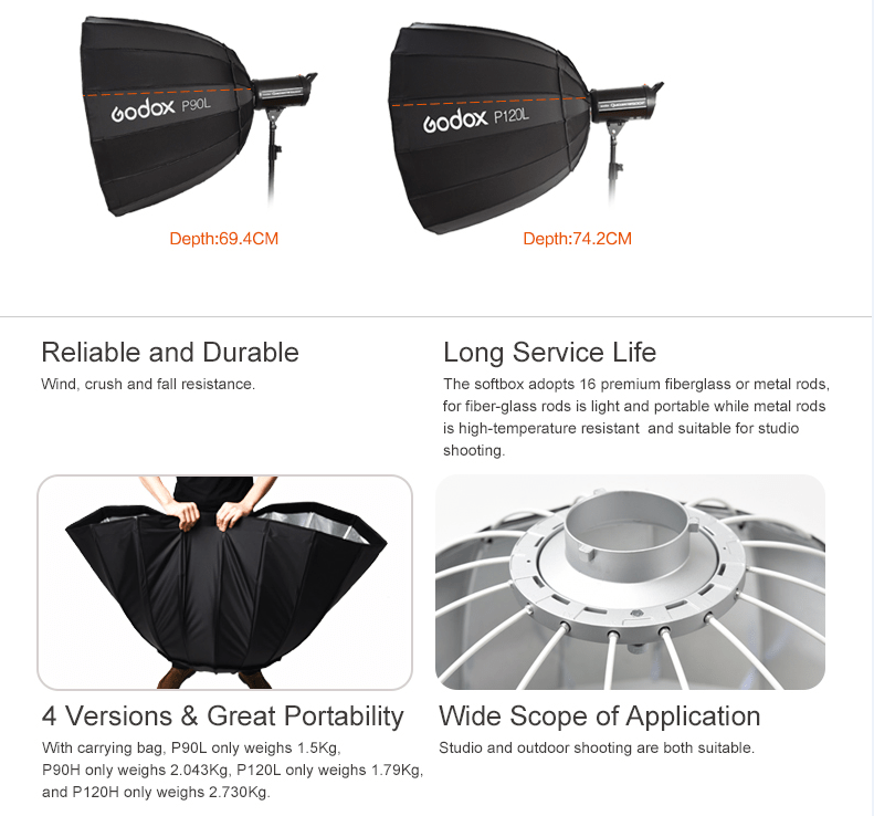 Godox Deep Parabolic Softbox P90L P120L