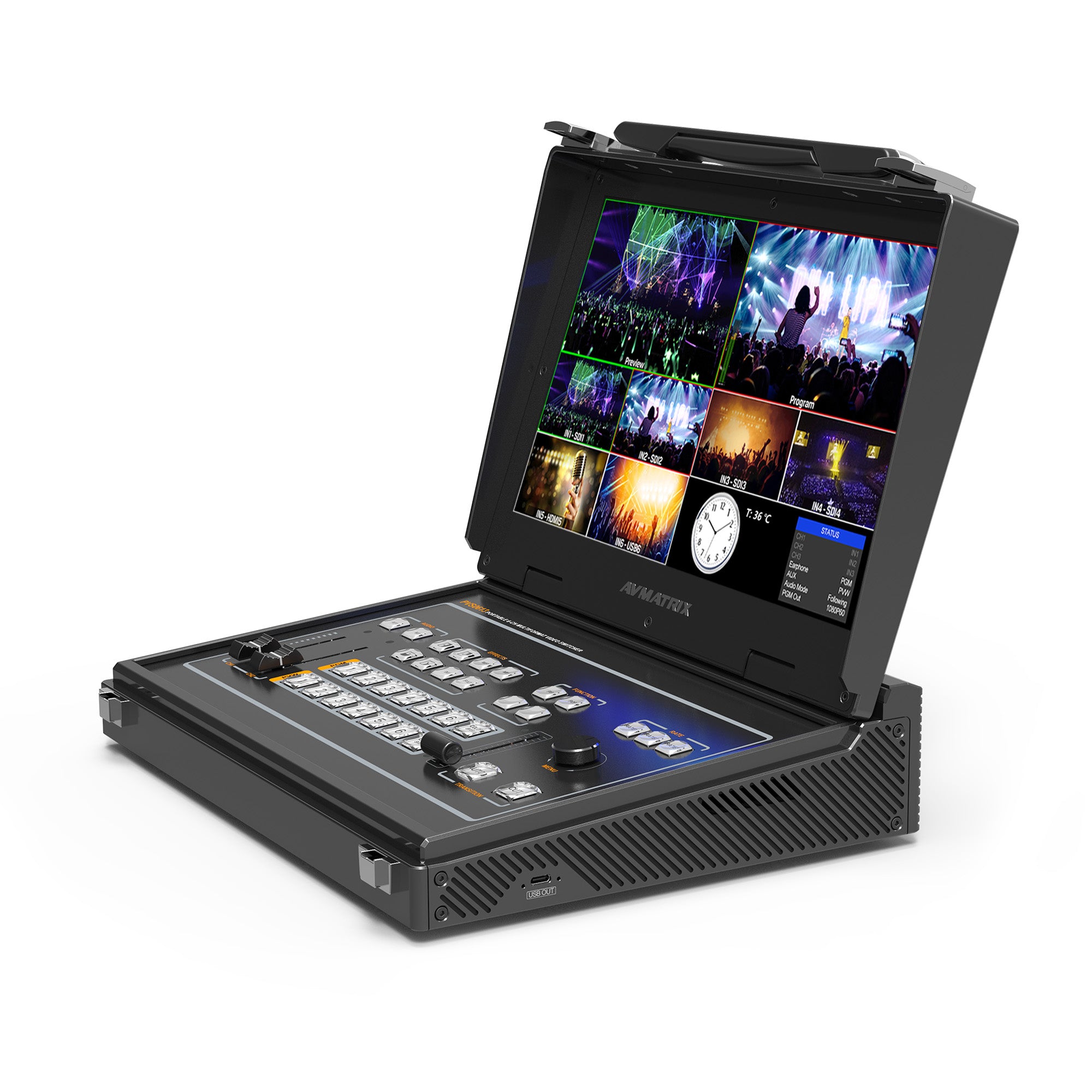 AVMatrix PVS0613U Portable 6CH SDI/HDMI Multi-format Streaming Switcher with Monitor