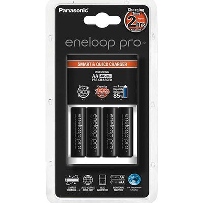 Authentic Panasonic Eneloop Batteries 4pc AA Black PRO with 2hr Quick Charger