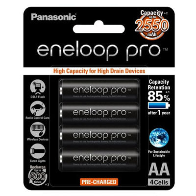 Authentic Panasonic Eneloop Batteries 4pc AA Black PRO