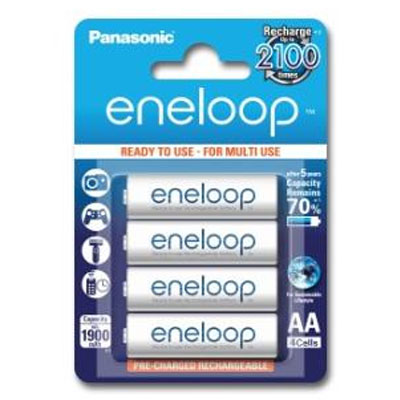 Authentic Panasonic Eneloop Batteries 4pc AA White