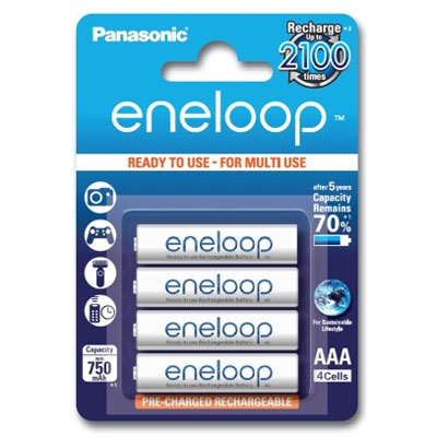 Authentic Panasonic Eneloop Batteries 4pc AAA White