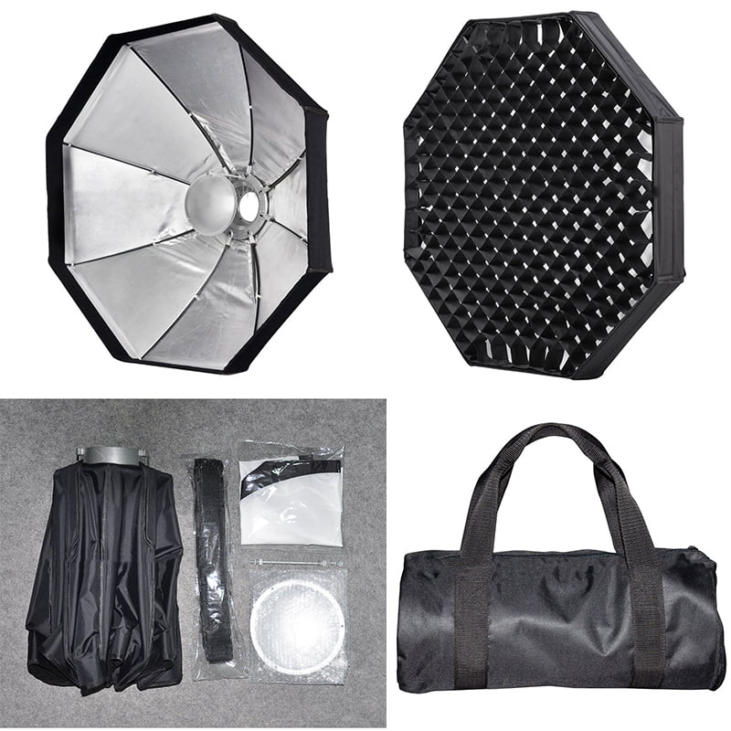 Apex Portable / Foldable Beauty Dish with Honeycomb Grid Bowens Mount (Silver Reflective)