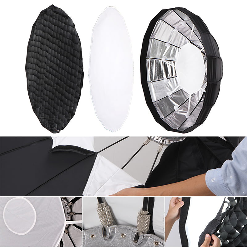 Apex Portable / Foldable Beauty Dish with Honeycomb Grid Bowens Mount (Silver Reflective)