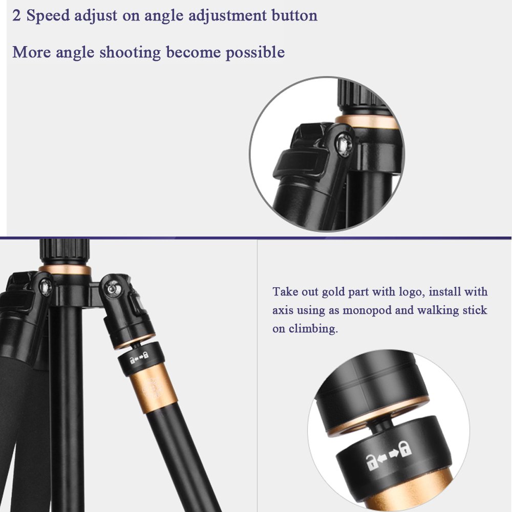 QZSD Q222 Camera Tripod Portable Aluminium Monopod Professional Tripod with Quick Release Ball Head