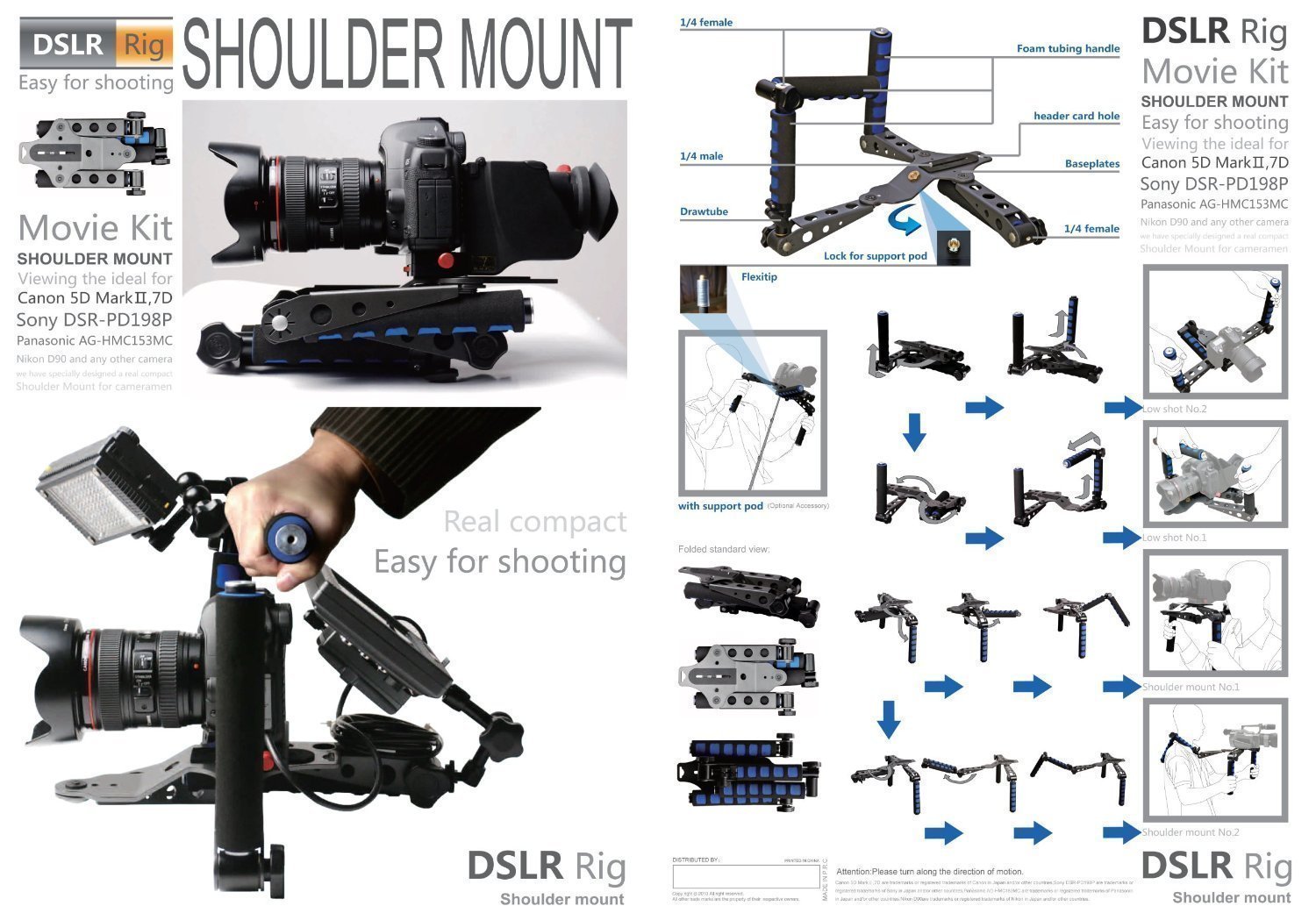 APEX RL01 DSLR Transformation Shoulder Rig Movie Kit Shoulder Rig