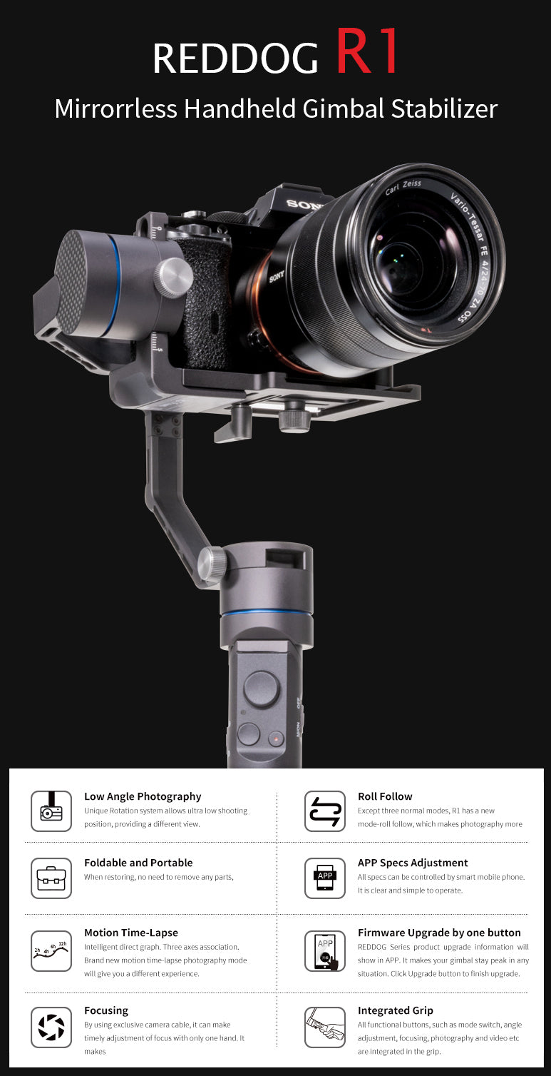 Benro Red Dog R1 Mirrorless Handheld Gimbal Stabilizer