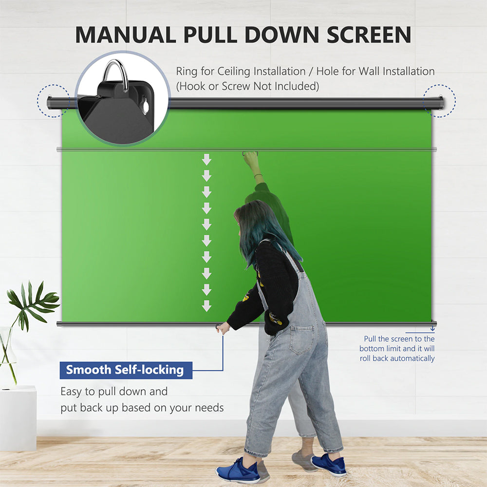 APEX Portable Rolldown Chroma Green Screen Background 180 x 200cm