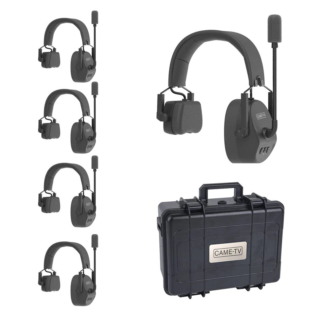 CAME-TV KUMINIK8 Duplex Digital Wireless Intercom Headset Distance up to 1500ft (450 Meters) with Hardcase - Single Ear 5 Pack