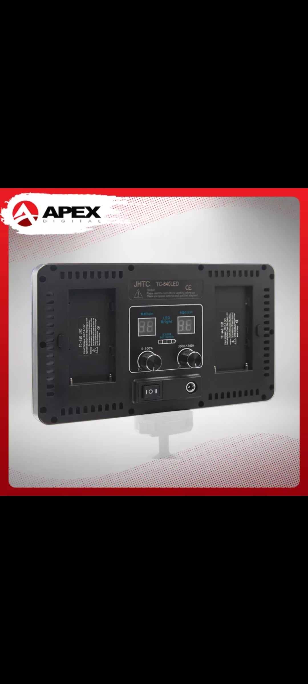 APEX TC-640 LED PROFESSIONAL VIDEO LIGHT W/ ADAPTER, BATTERY &amp; CHARGER