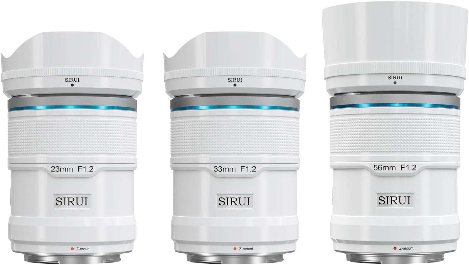 SIRUI Sniper Autofocus Lens Set, 23mm, 33mm, 56mm, F1.2 Wide Angle APS-C Camera Lens for SONY E (WHITE)