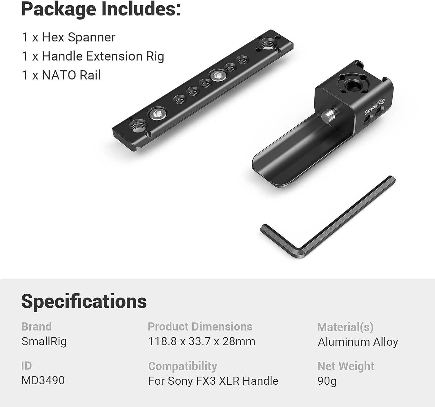 SmallRig FX3 / FX30 XLR Handle Extension Rig for Sony - MD3490