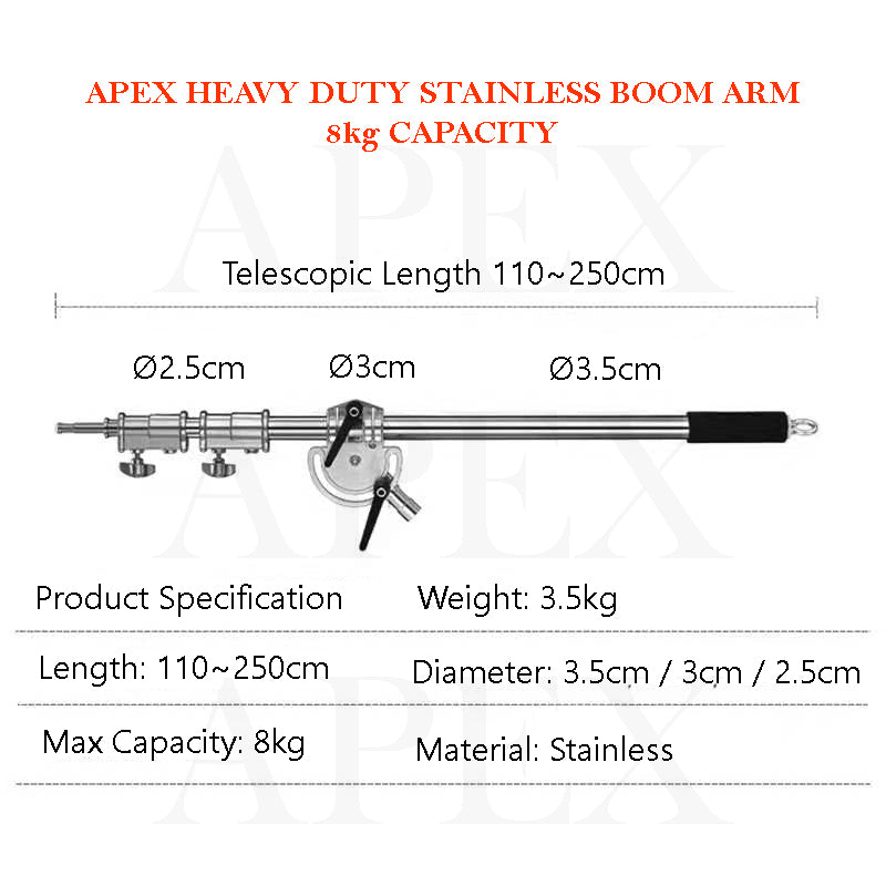 APEX Heavy Duty Stainless Boom Arm with sandbag (8kg Capacity) CSTAND