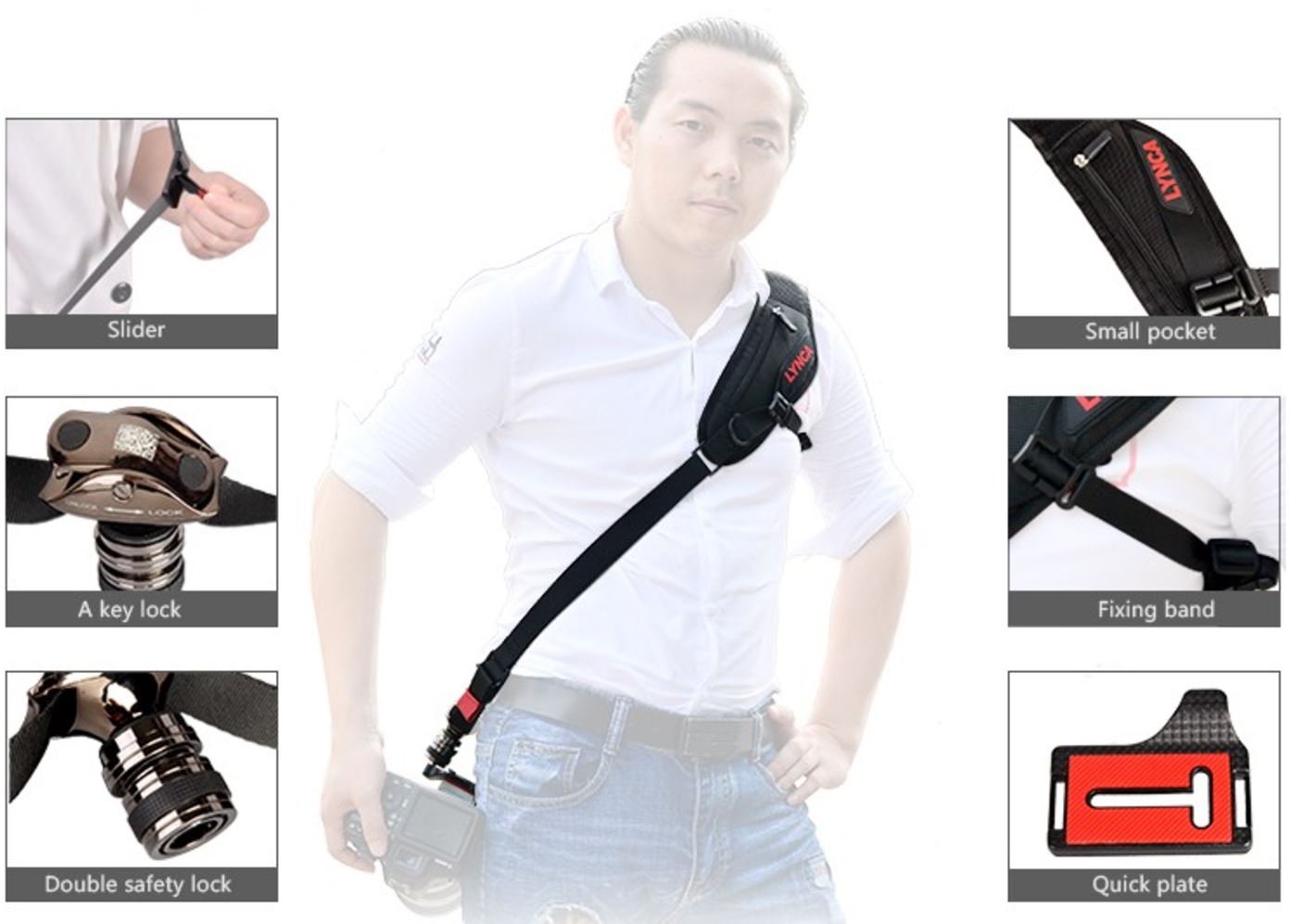 LYNCA AK47 Anti-Slip Quick Rapid Shoulder Sling Strap for Camera