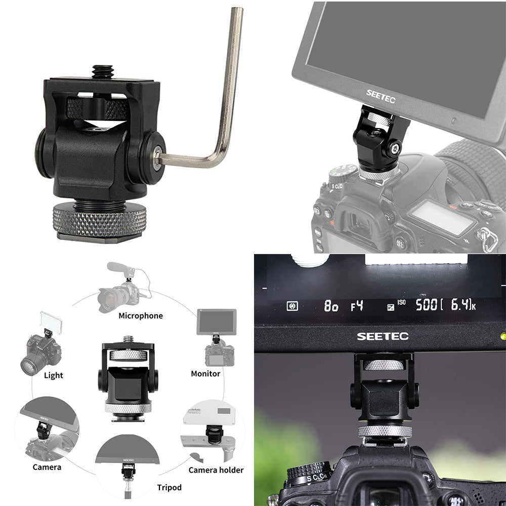 CamKoo Swivel Pan Tilt Camera Monitor Mounting Bracket (176 Degree Tilting 360 Degree Rotation)