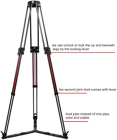 TERIS Professional Carbon Fiber Video Camera Tripod w/Fluid Head 12KG Quick Lock Version