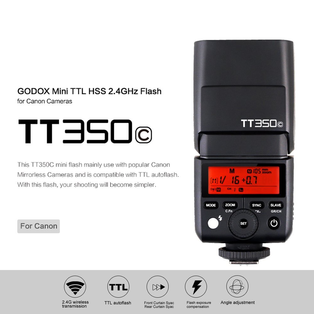 Godox TT350 Speedlite Flash with HSS 1/8000 for Canon, Nikon, Sony, Olympus, Panasonic