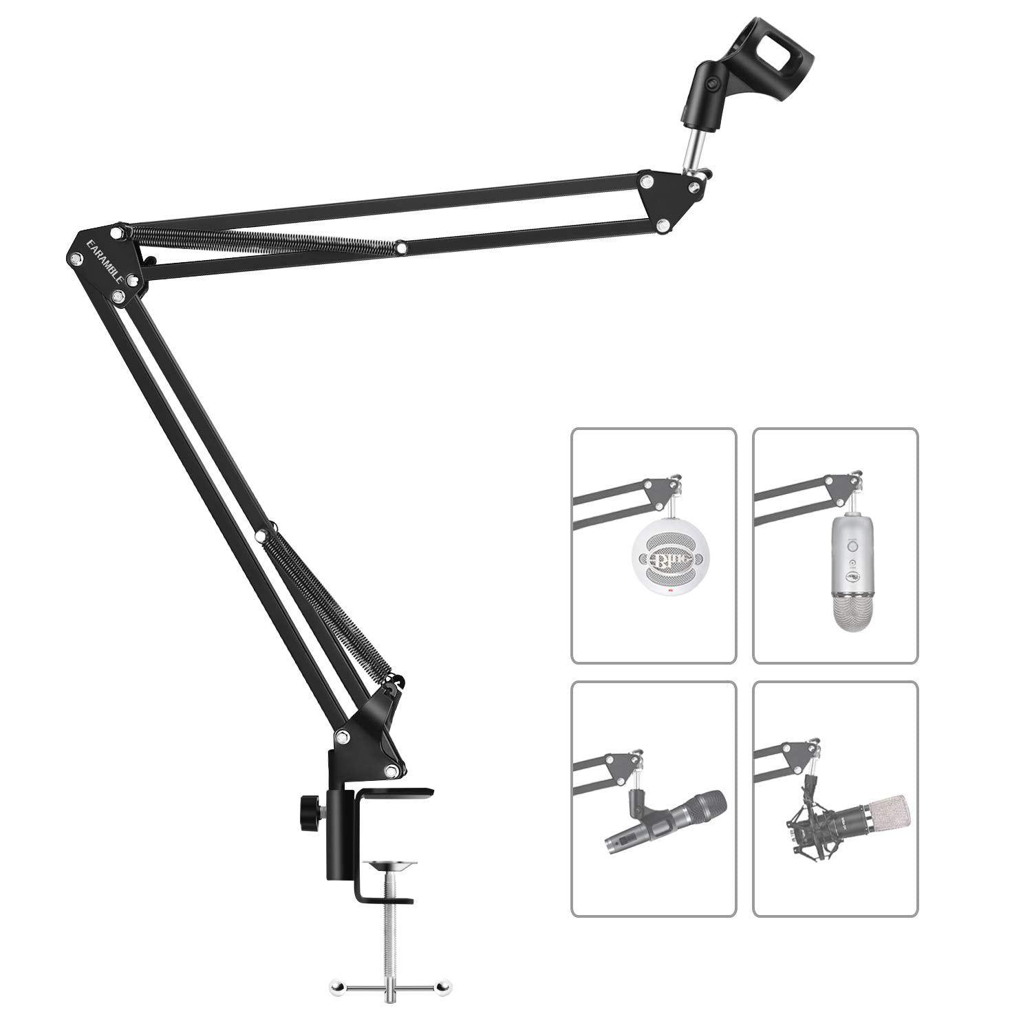 APEX Studio Condenser Microphone Suspension Boom Scissor Mic Arm Stand with Table Mounting Clamp