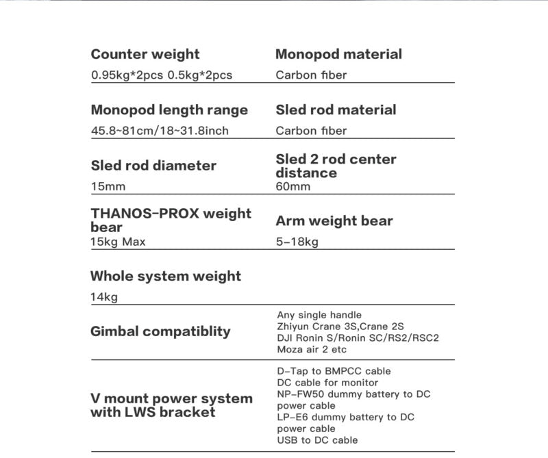 THANOS-PROX Heavy Load Universal Gimbal Support System up to 18kg