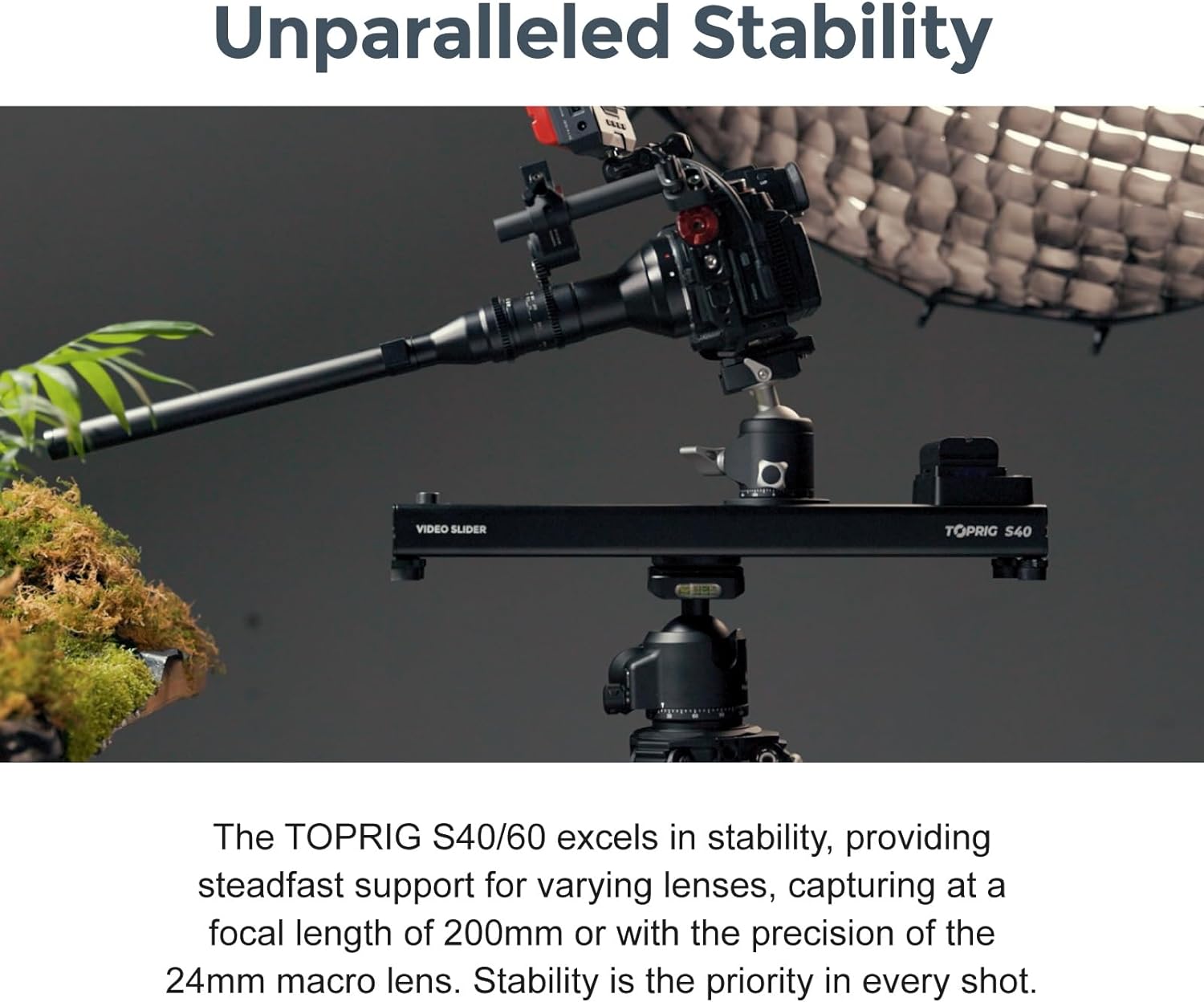 Accsoon Camera Video Slider S40 Adjustable 24''/60cm Motorized with Full Button Control 120° Panoramic Shooting Support APP Bear 4kg Horizontally Bluetooth Connect (AA-S01 | S40)