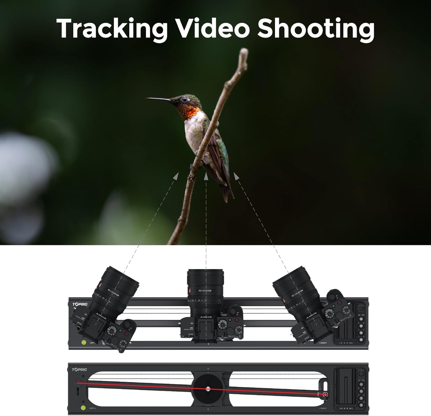 Accsoon Camera Video Slider S40 Adjustable 24''/60cm Motorized with Full Button Control 120° Panoramic Shooting Support APP Bear 4kg Horizontally Bluetooth Connect (AA-S01 | S40)