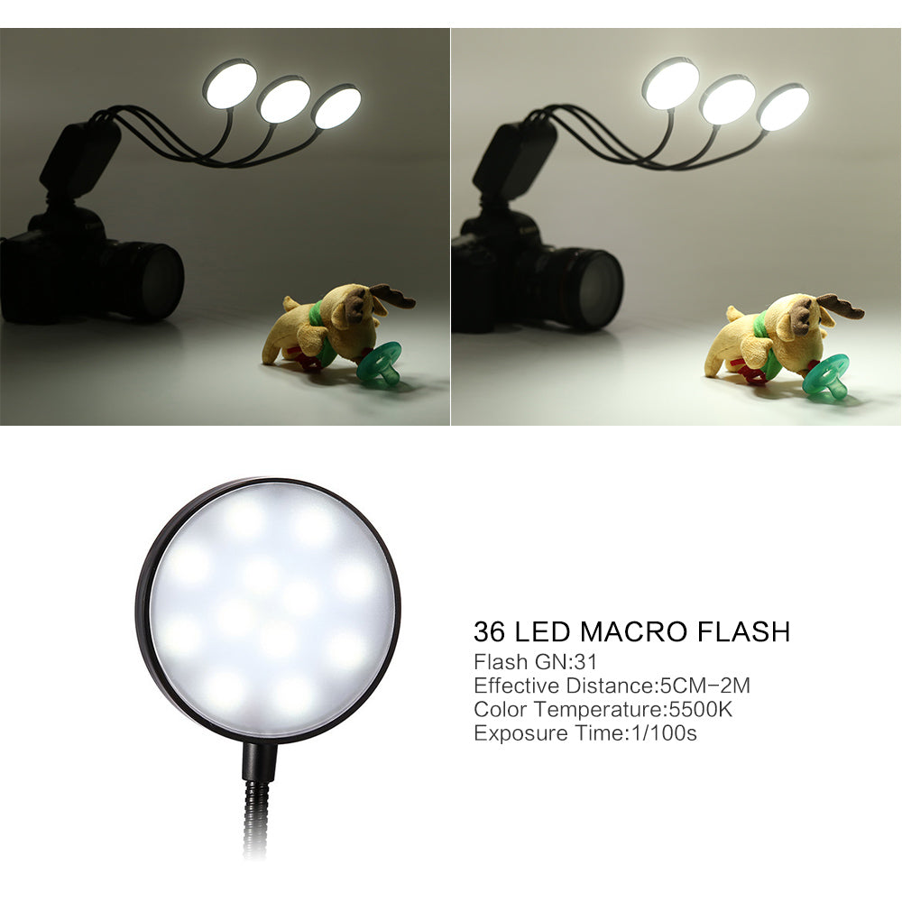 Trevor ML 3D Magic LED Macro Flashlight Speedlite GN31 5500k with LCD Display Universal Hotshoe Mount