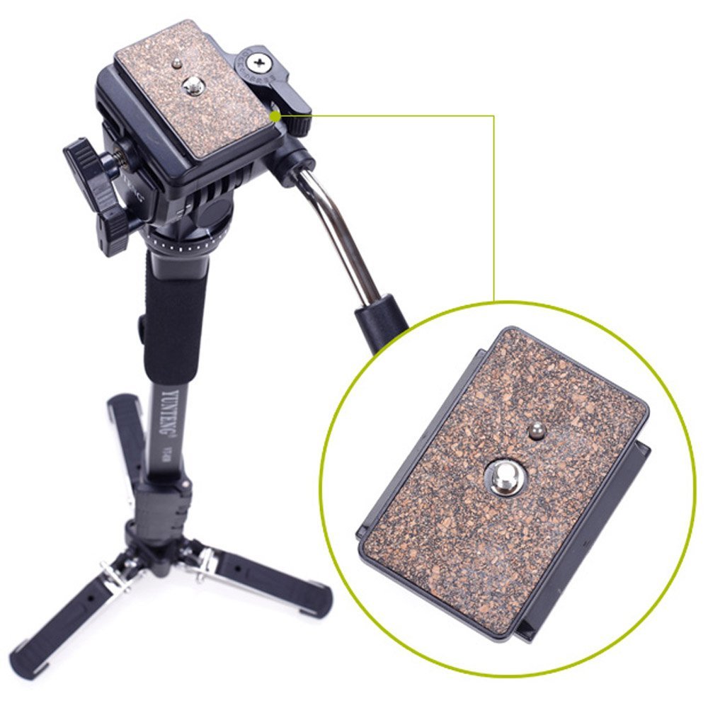 Yunteng VCT-288 Photography and Videography Tripod Monopod With Fluid Pan Head Quick Release Plate And Unipod Holder