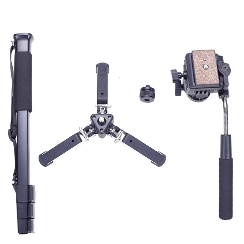 Yunteng VCT-288 Photography and Videography Tripod Monopod With Fluid Pan Head Quick Release Plate And Unipod Holder